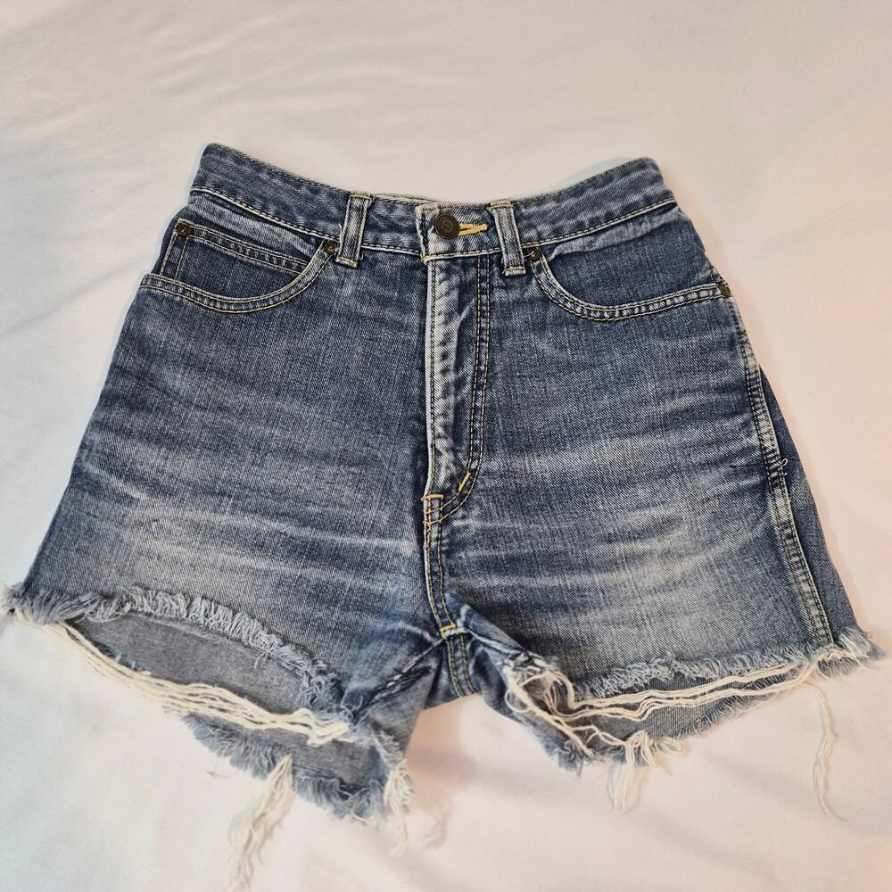 Vintage Edwin Something Ones Denim Jean Shorts High Rise Frayed Cutoff Japan 29